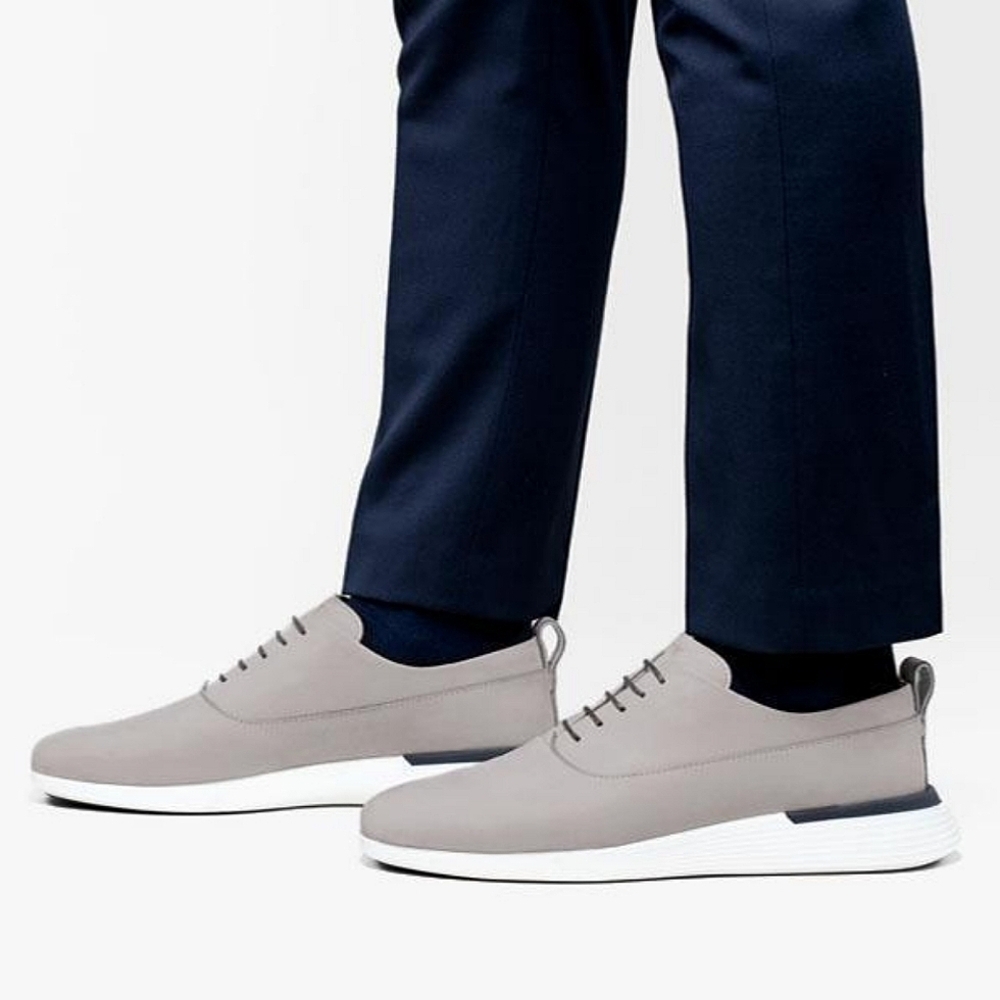 Wolf & Shepherd Gray Suede Oxford Dress Shoes
